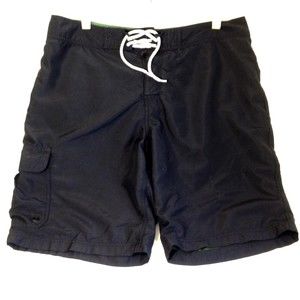 Old Navy Mens Swim Trunks Black Size L Front Tie Leg Pocket